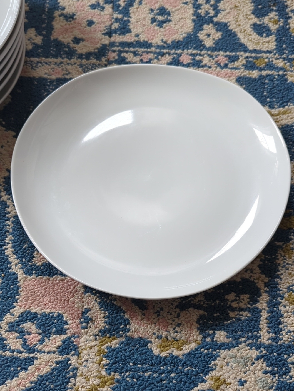West Elm White Porcelain Organic Dinner Plates - Set of 7 - Picture 2 of 4